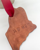 Hand-Stamped Leather Ornament, Maine