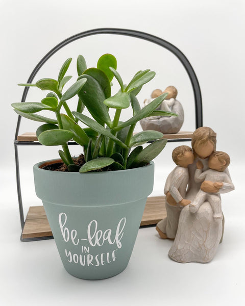 Be-Leaf in Yourself Hand-Painted Clay Pot