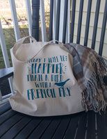 Bird with a Fry Large Canvas Tote Bag