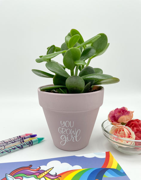You Grow Girl Hand-Painted Clay Pot