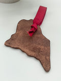 Hand-Stamped Leather Ornament, Maine