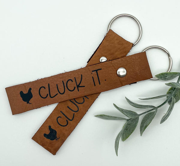 Leather Cluck It Keychain