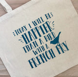 Bird with a Fry Large Canvas Tote Bag